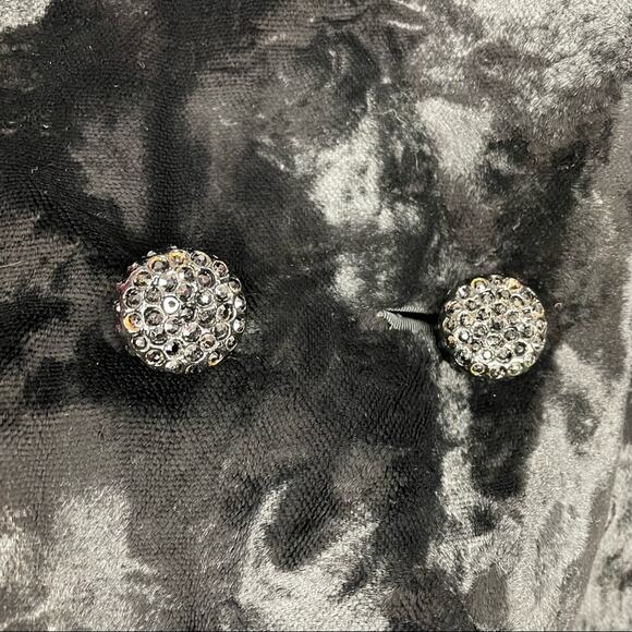 Vintage Black Faux Fur Jacket Rhinestone Buttons Borella Fur - Picture 9 of 12